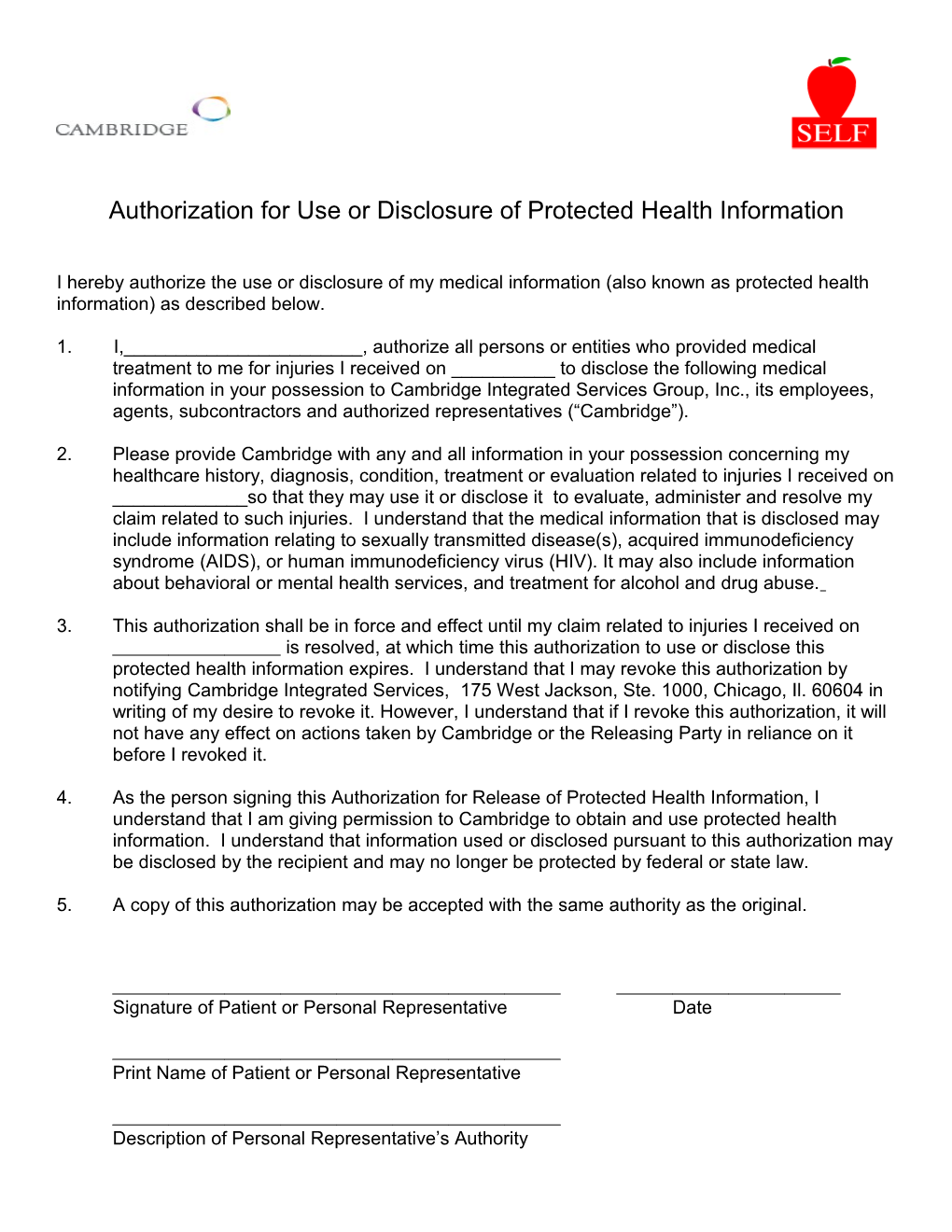 HIPAA/ASCA Privacy Authorization Form