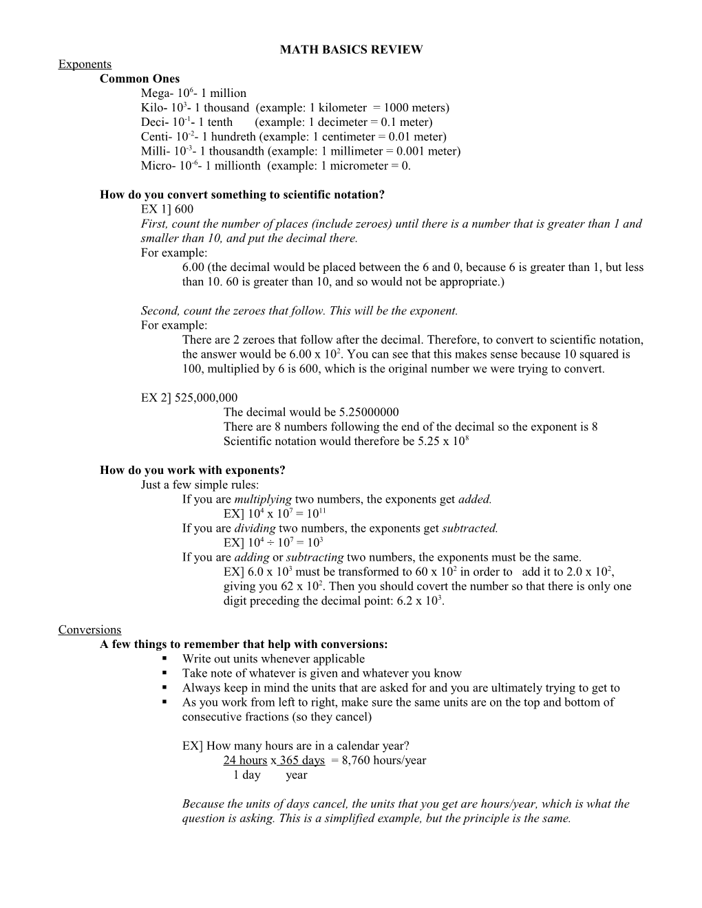 Math Basics Review