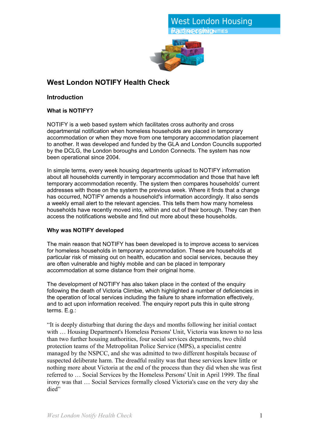 West London NOTIFY Health Check
