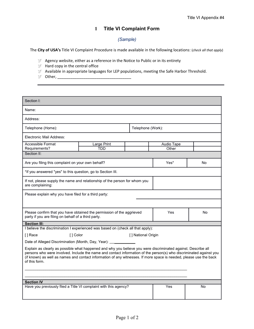 Title VI Complaint Form