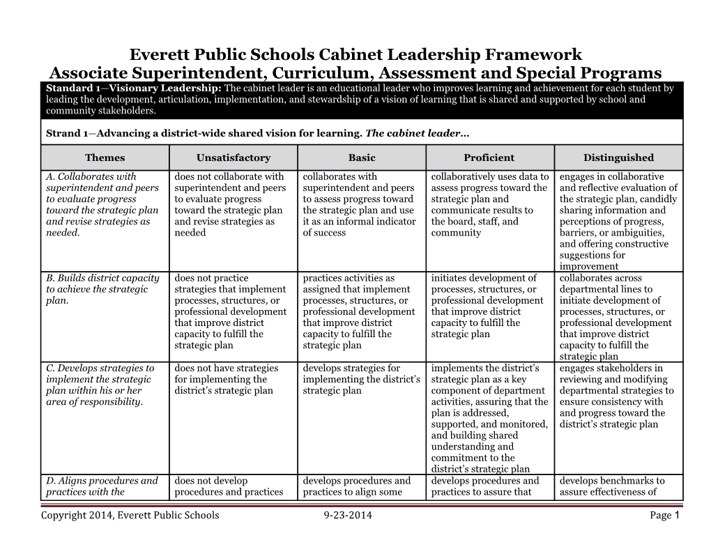 Everett Public Schools Cabinet Leadership Framework