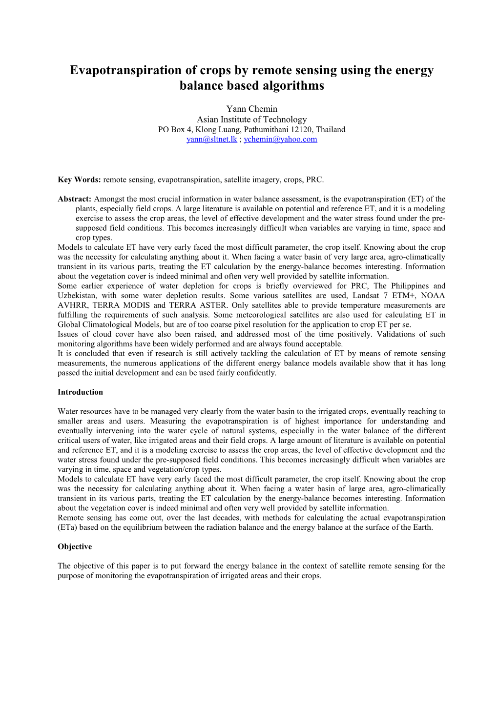 Improving Spatial Resolution of Integrated ET Seasonal for Irrigated Rice in Zhanghe, China