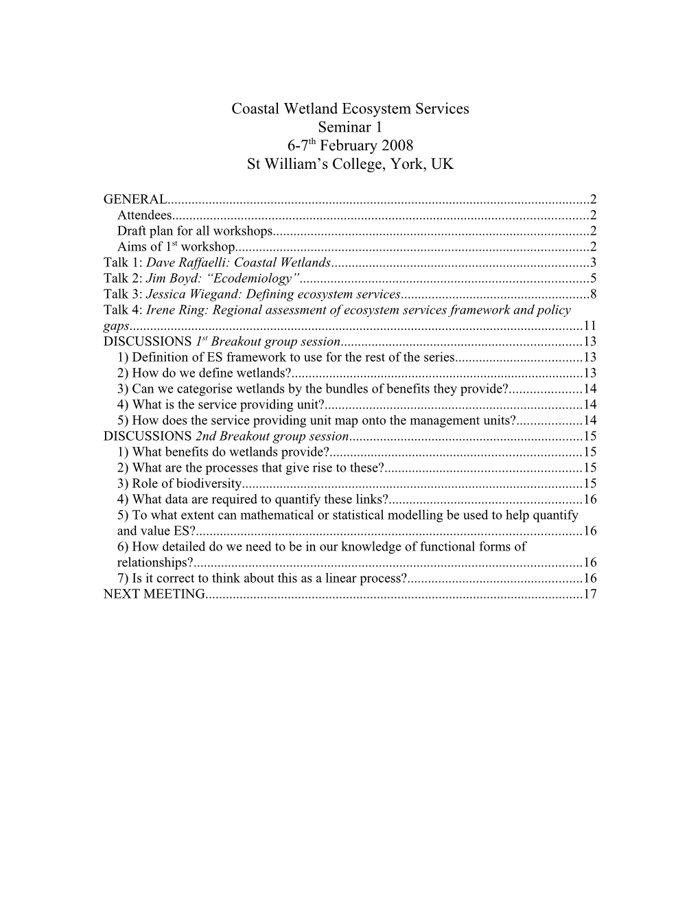 Coastal Wetland Ecosystem Services