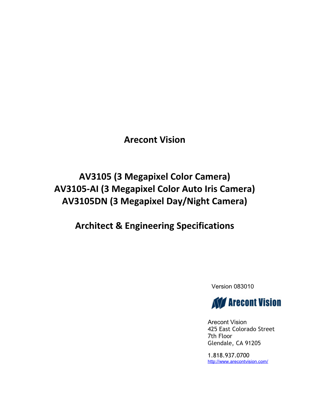 AV3105-AI (3 Megapixel Color Auto Iris Camera)