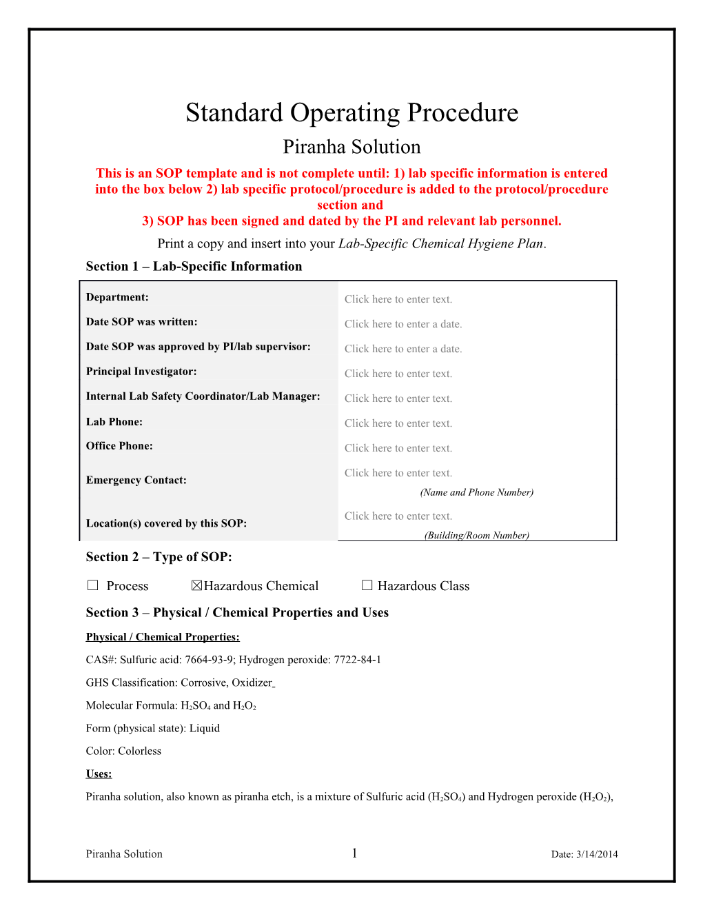 Standard Operating Procedure s8