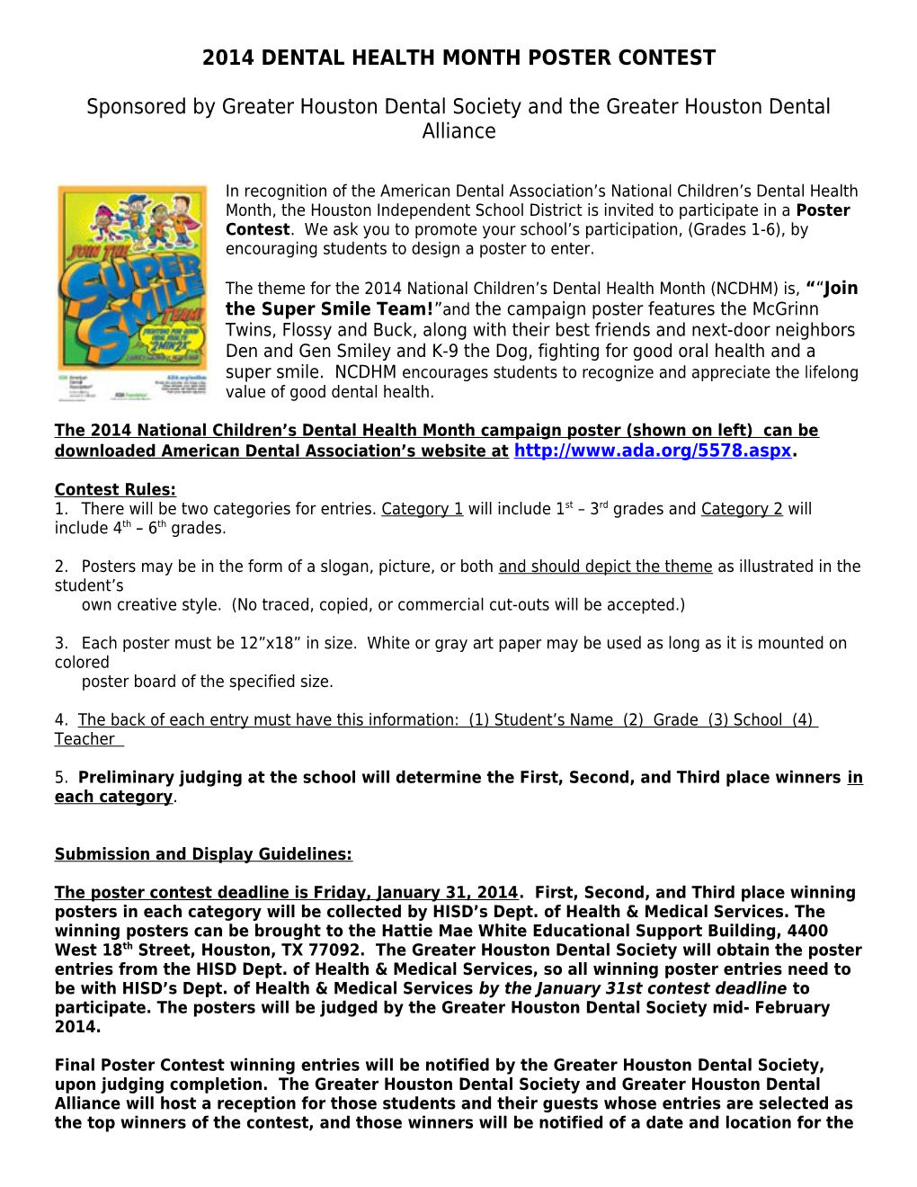 Dental Health Month Poster Contest