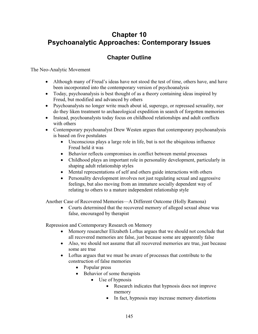 Psychoanalytic Approaches: Contemporary Issues