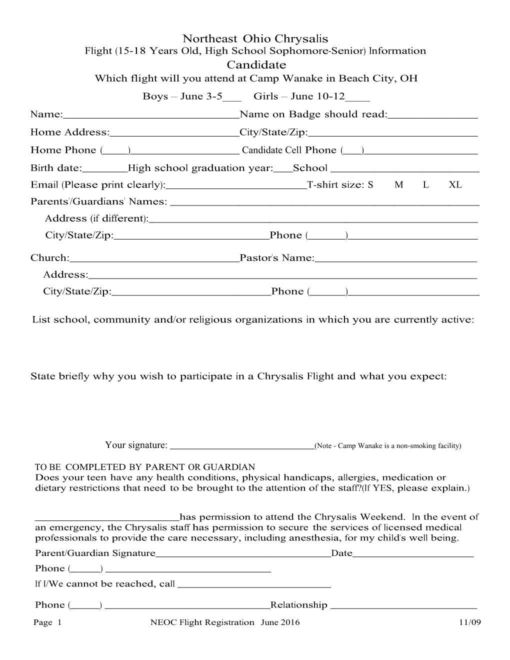 Flight(15-18Yearsold,Highschoolsophomore-Senior)Information