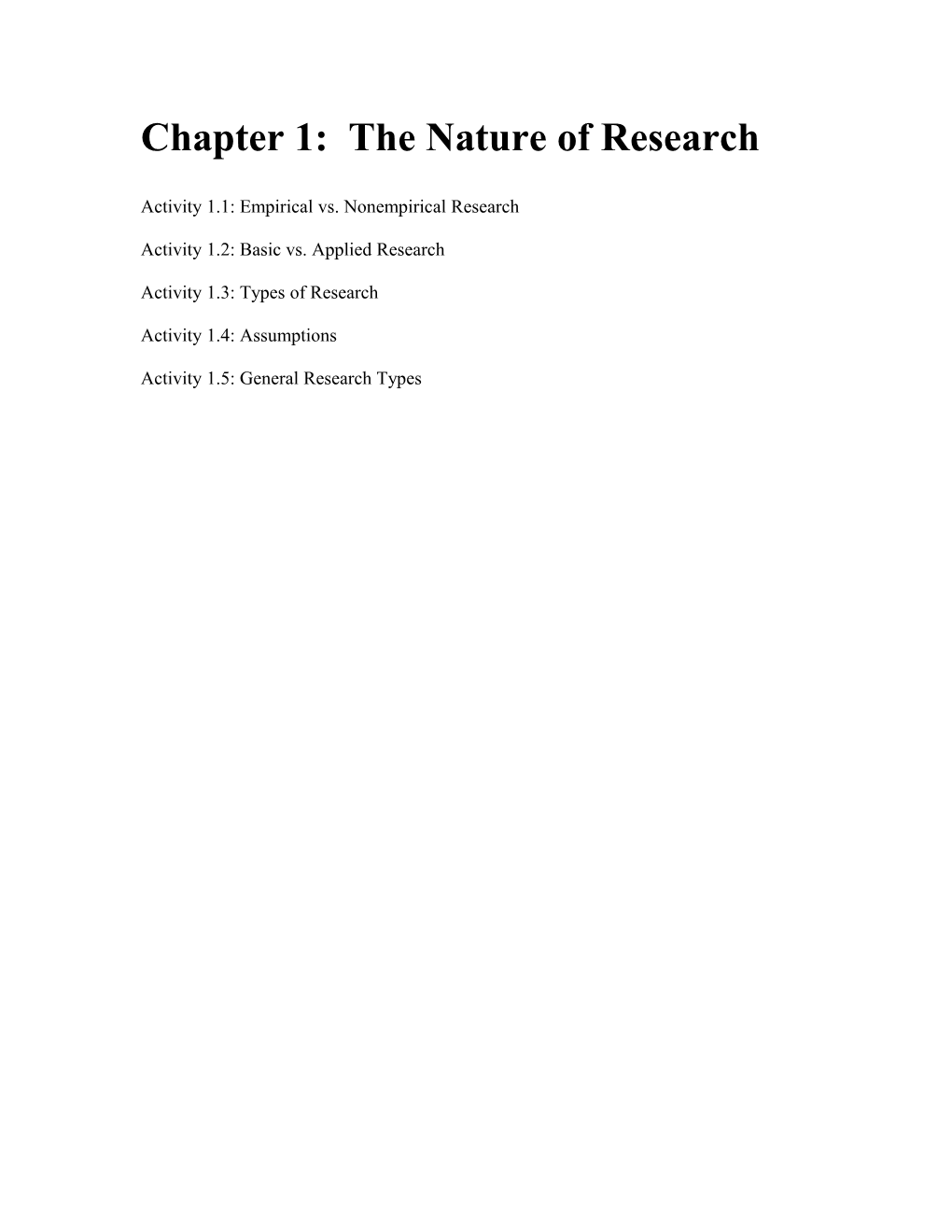 CHAPTER 1: the Nature of Research