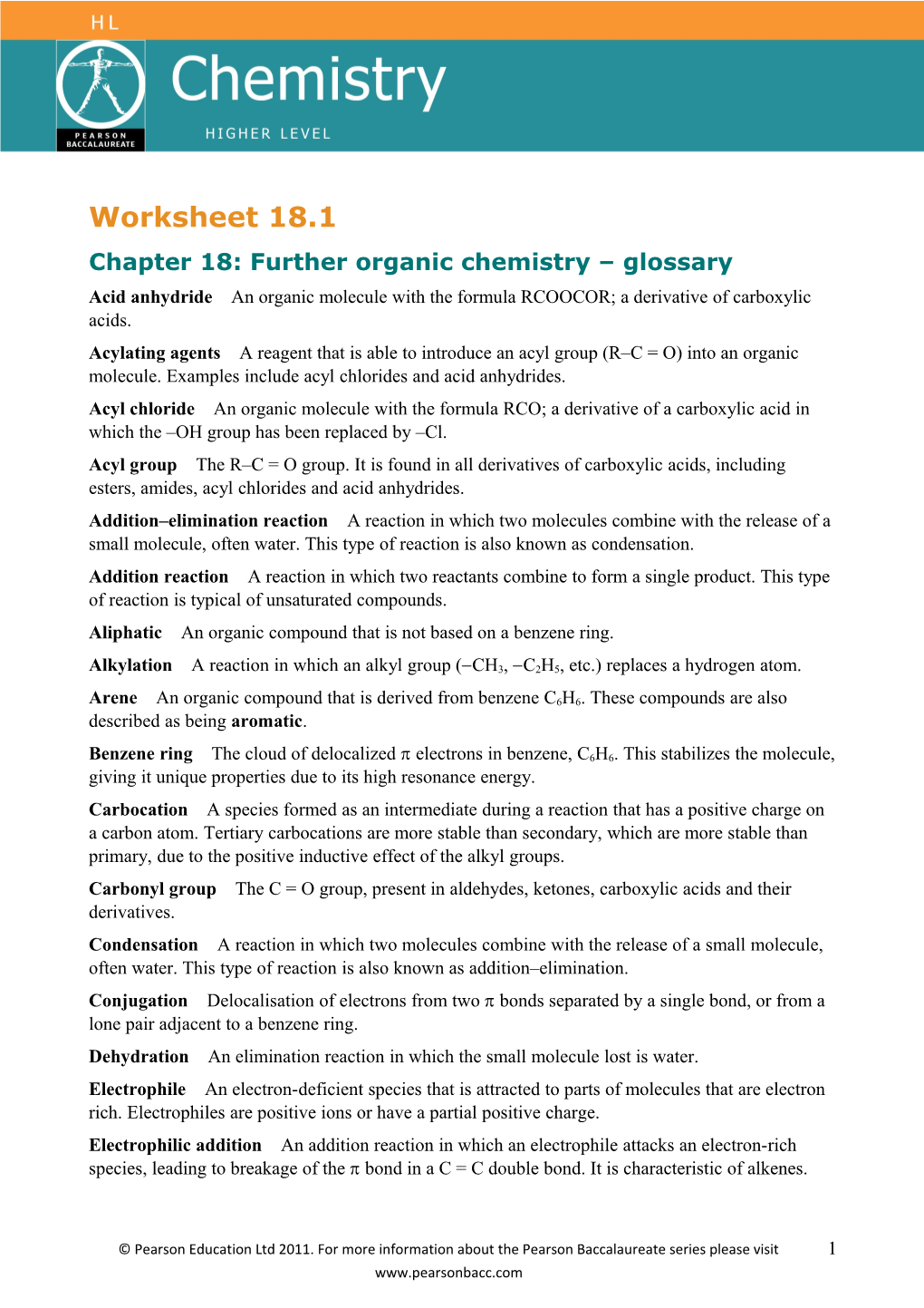 Chapter 18: Further Organic Chemistry Glossary