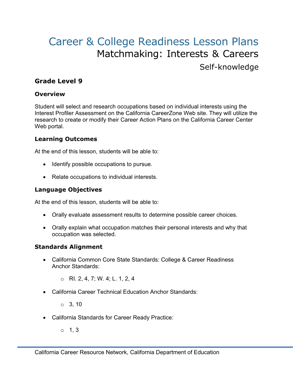 Matchmaking: Interests and Careers