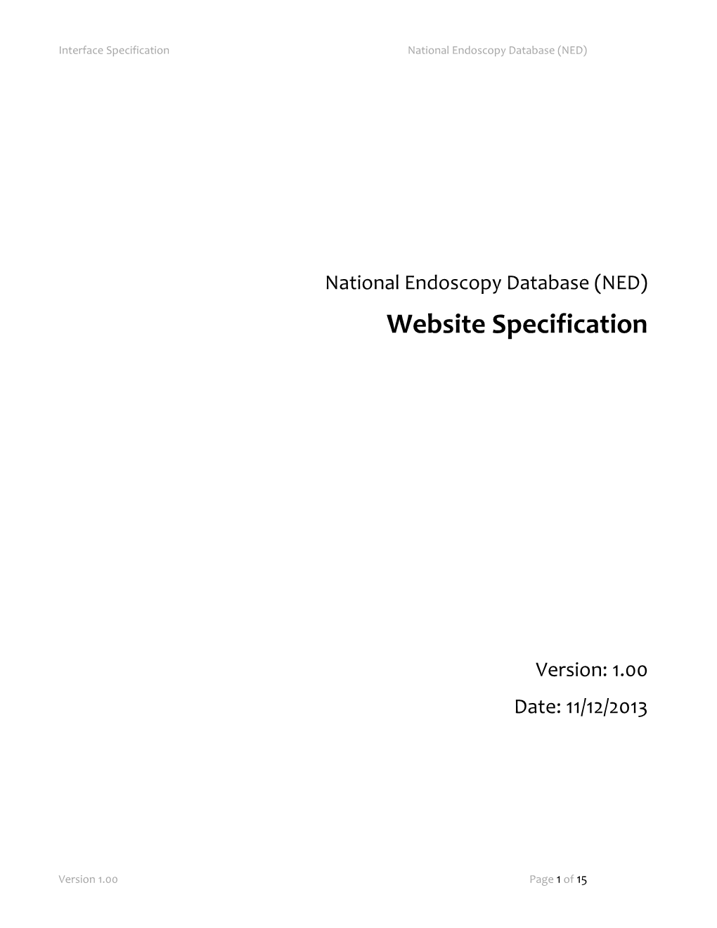Interface Specificationnational Endoscopy Database (NED)