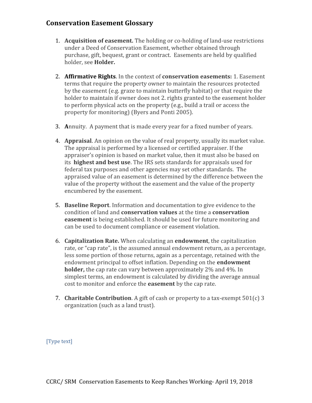 Conservation Easement Glossary