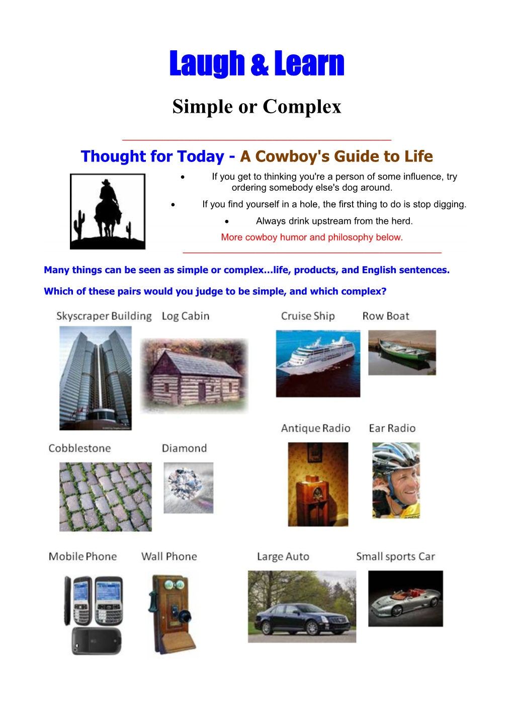 Thought for Today - a Cowboy's Guide to Life