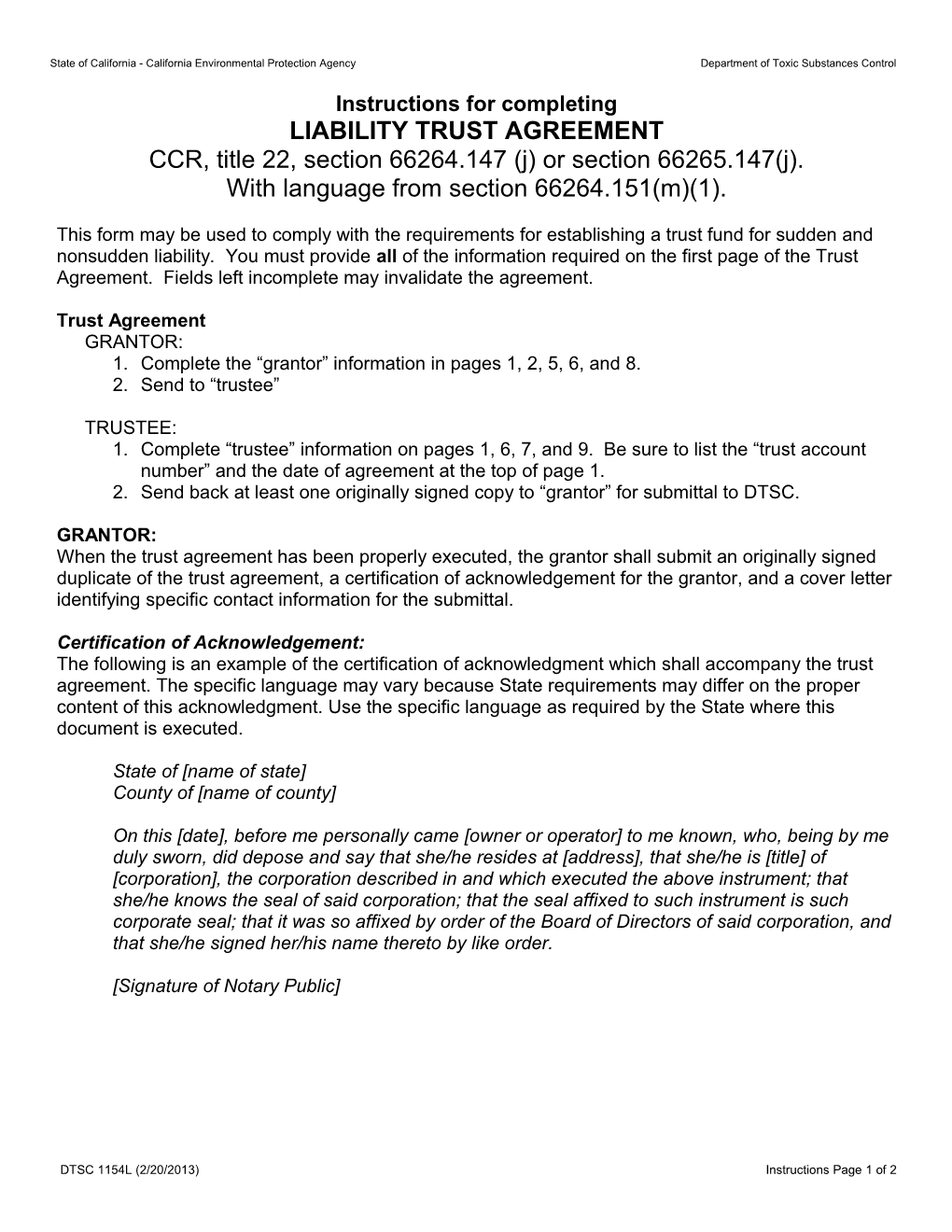 Closure/Postclosure Trust Agreement