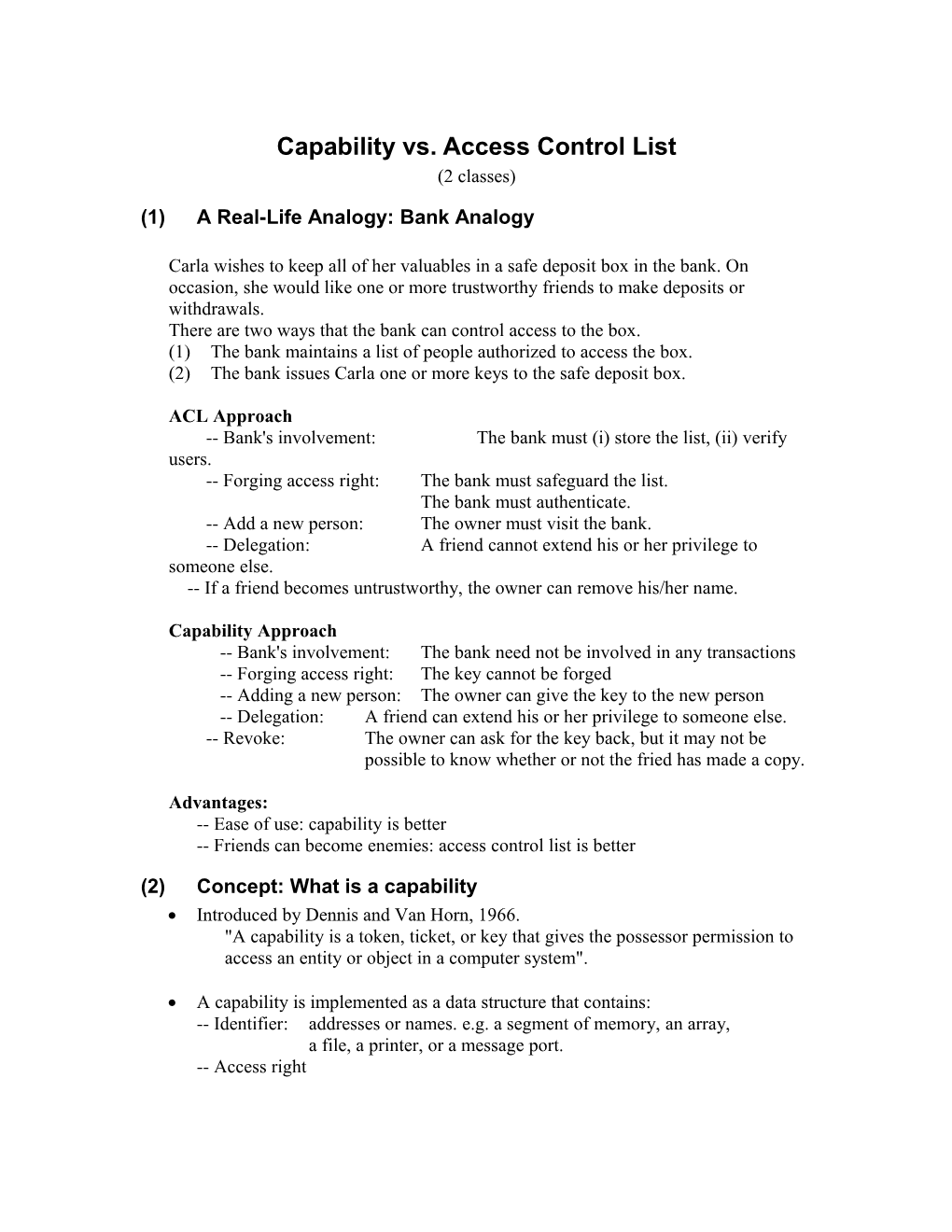 Capability Vs. Access Control List