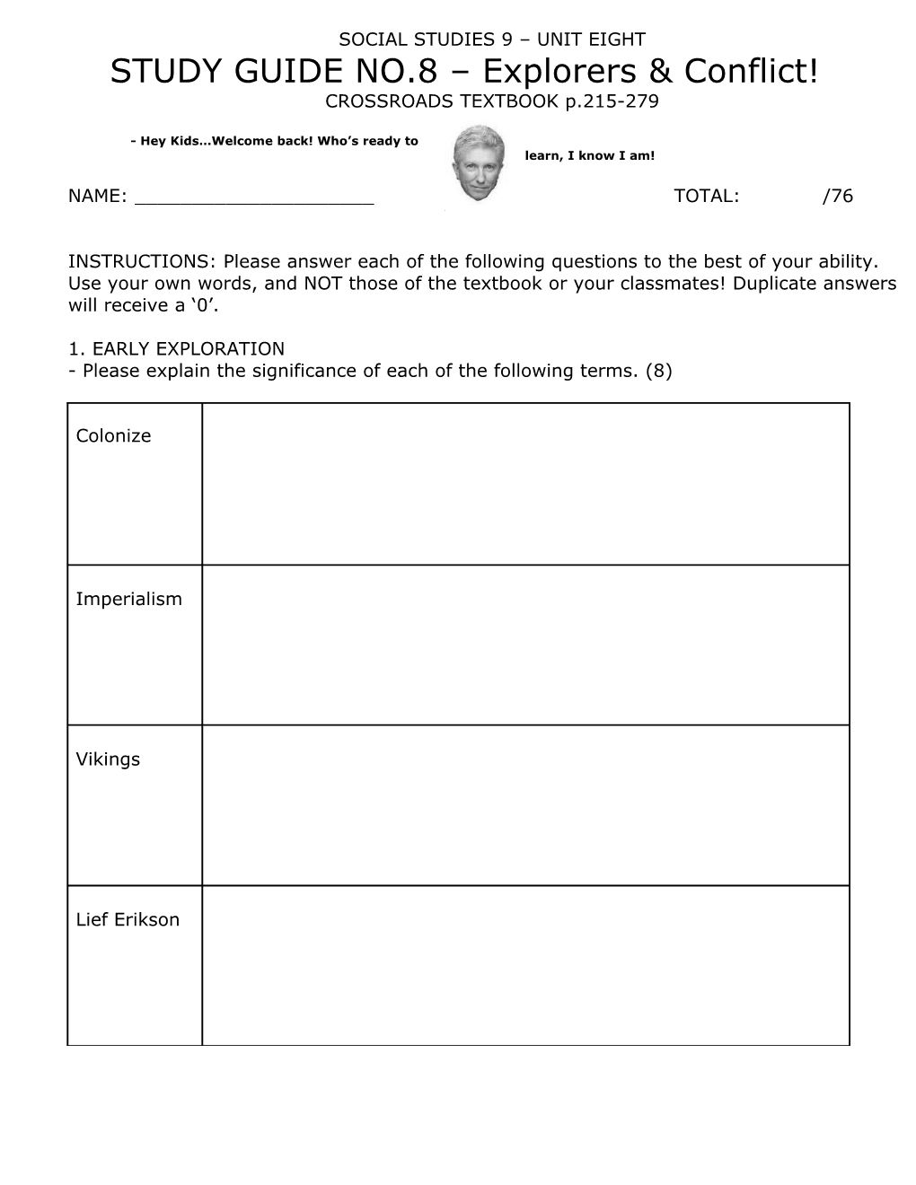 Social Studies 9 Unit Eight