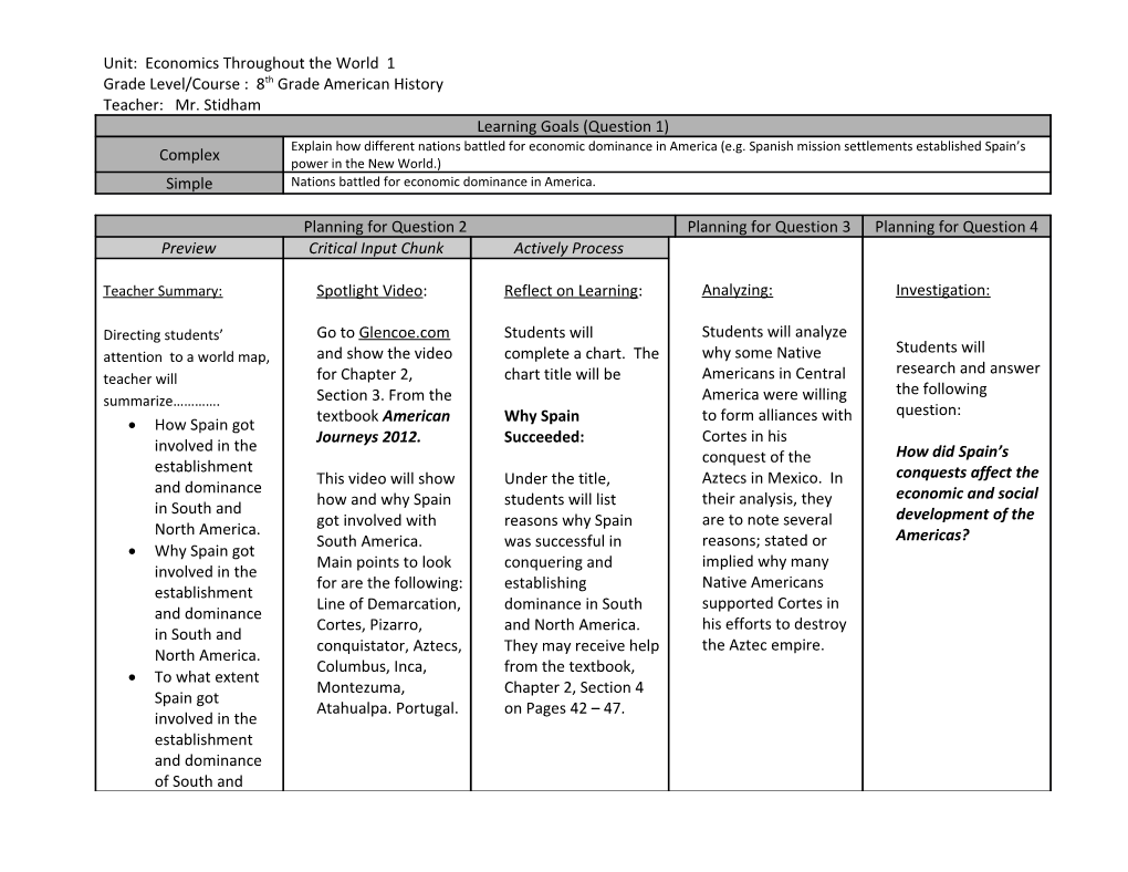 Unit: Economics Throughout the World 1