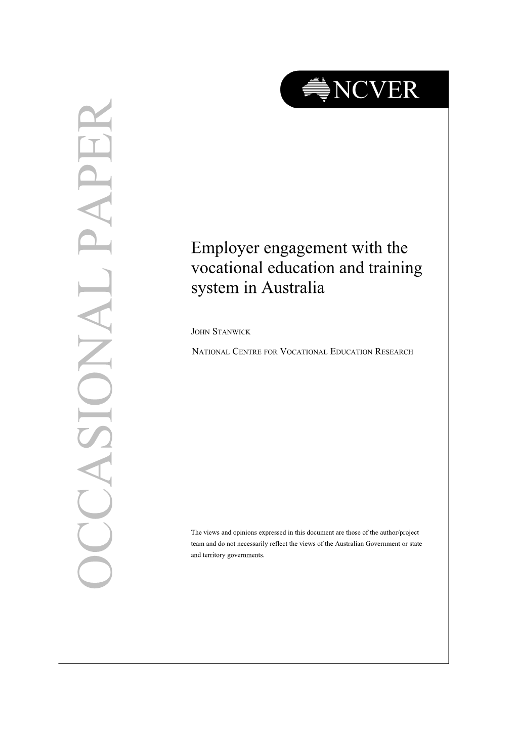 Employer Engagement with the VET System in Australia