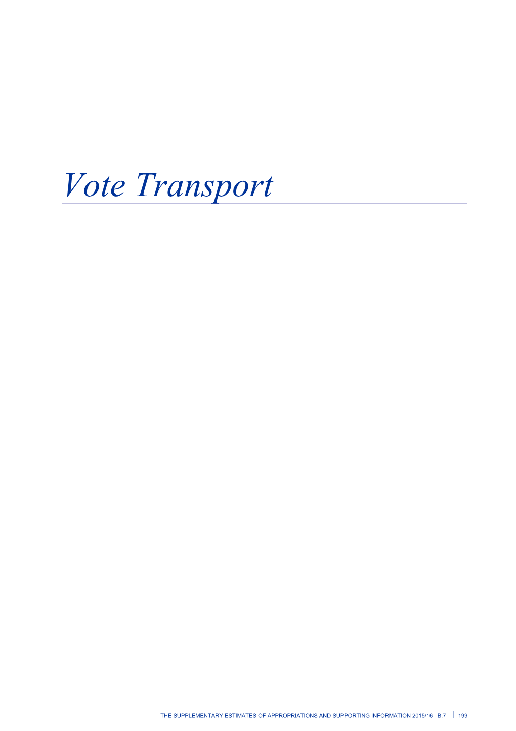 Vote Transport - Supplementary Estimates of Appropriations 2015/16 - Budget 2016