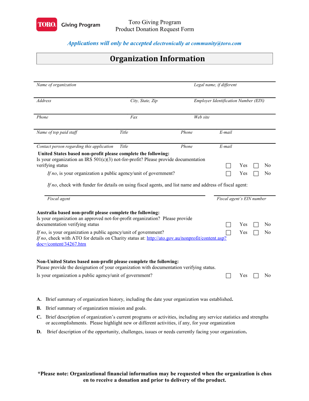 Grant Application Cover Sheet s1