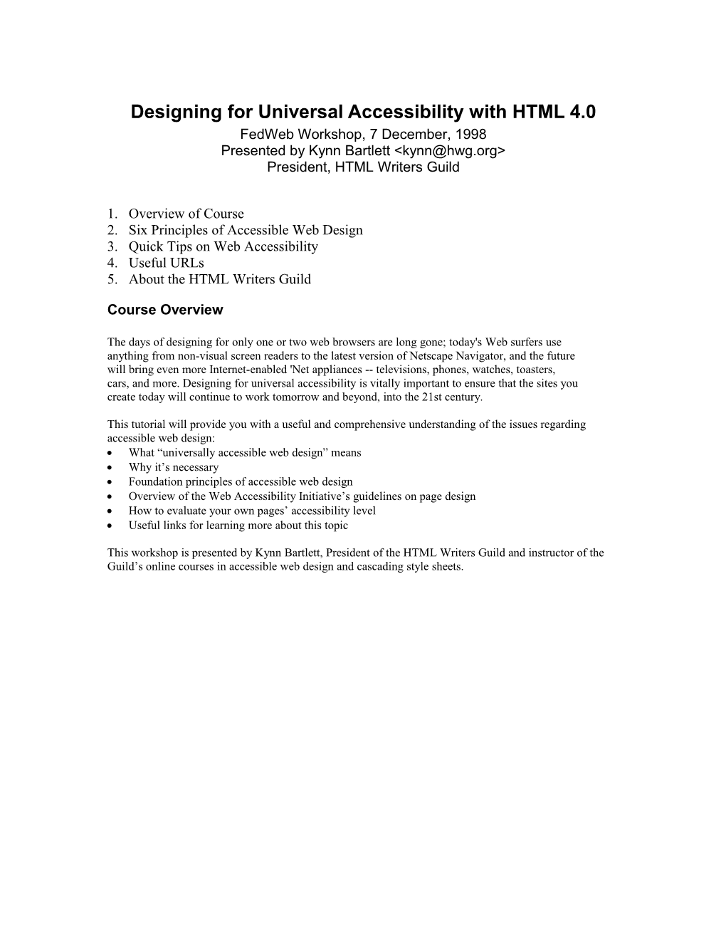 Designing for Universal Accessibility with HTML 4