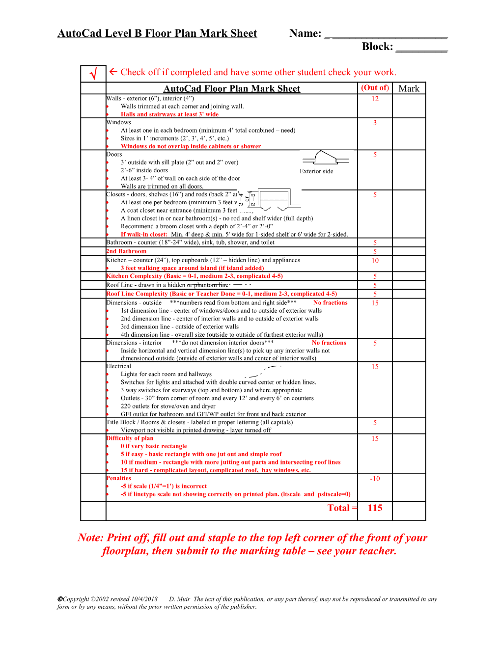 Autocad Floor Plan Mark Sheet