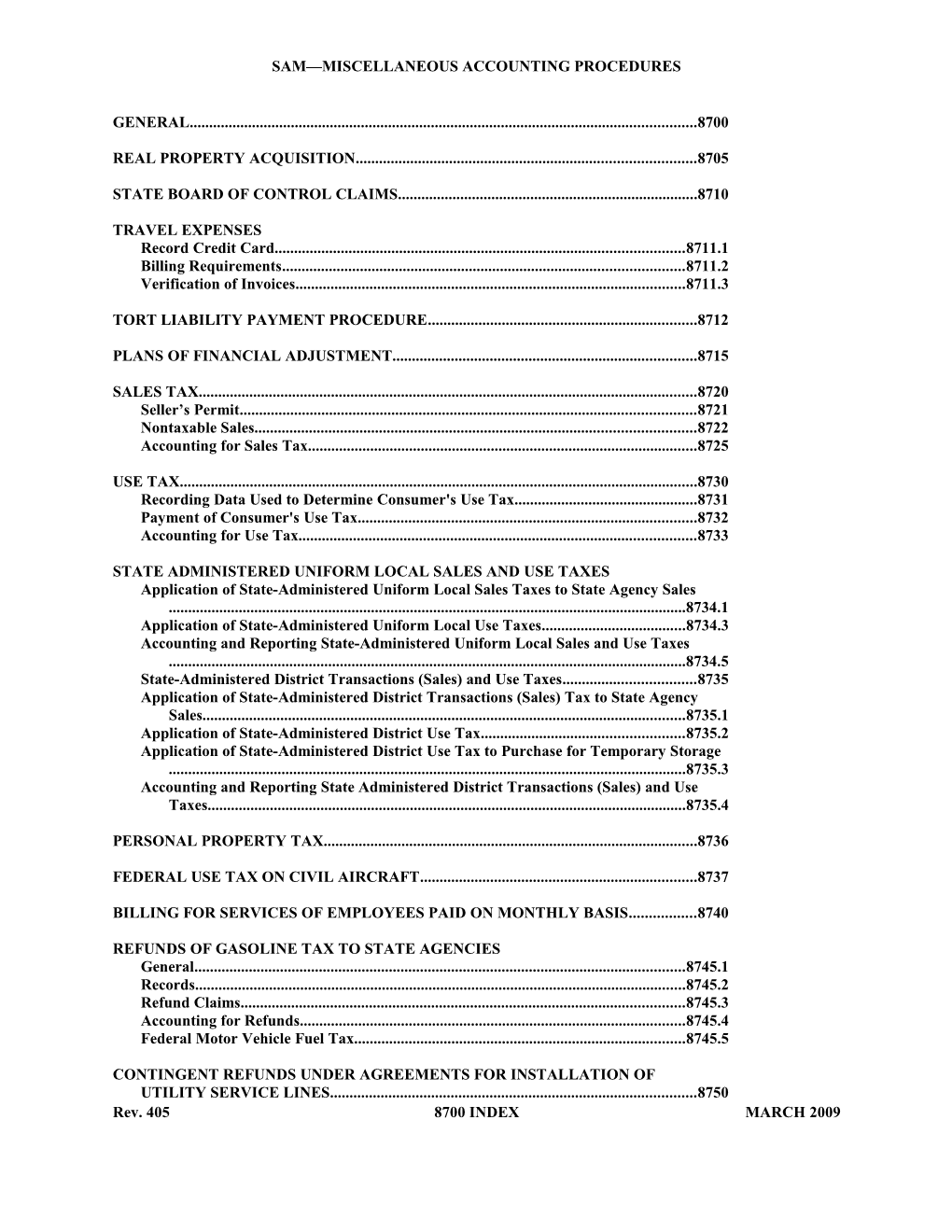 Sam Miscellaneous Accounting Procedures