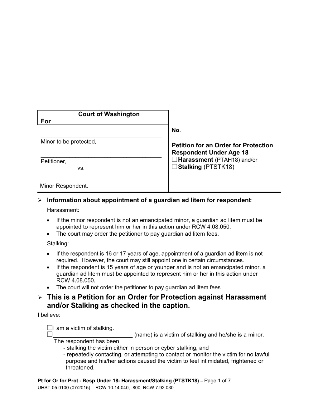 Ø Information About Appointment of a Guardian Ad Litem for Respondent