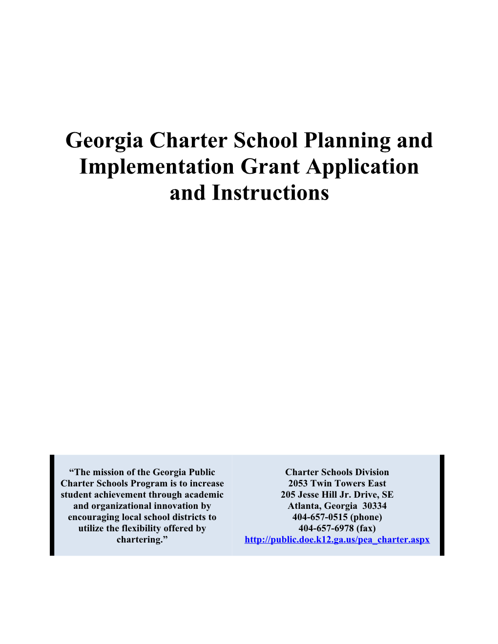 Charter School Implementation Grants