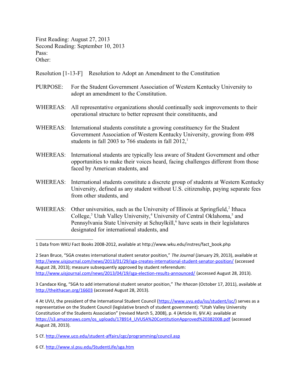 Resolution 1-13-F Resolution to Adopt an Amendment to the Constitution