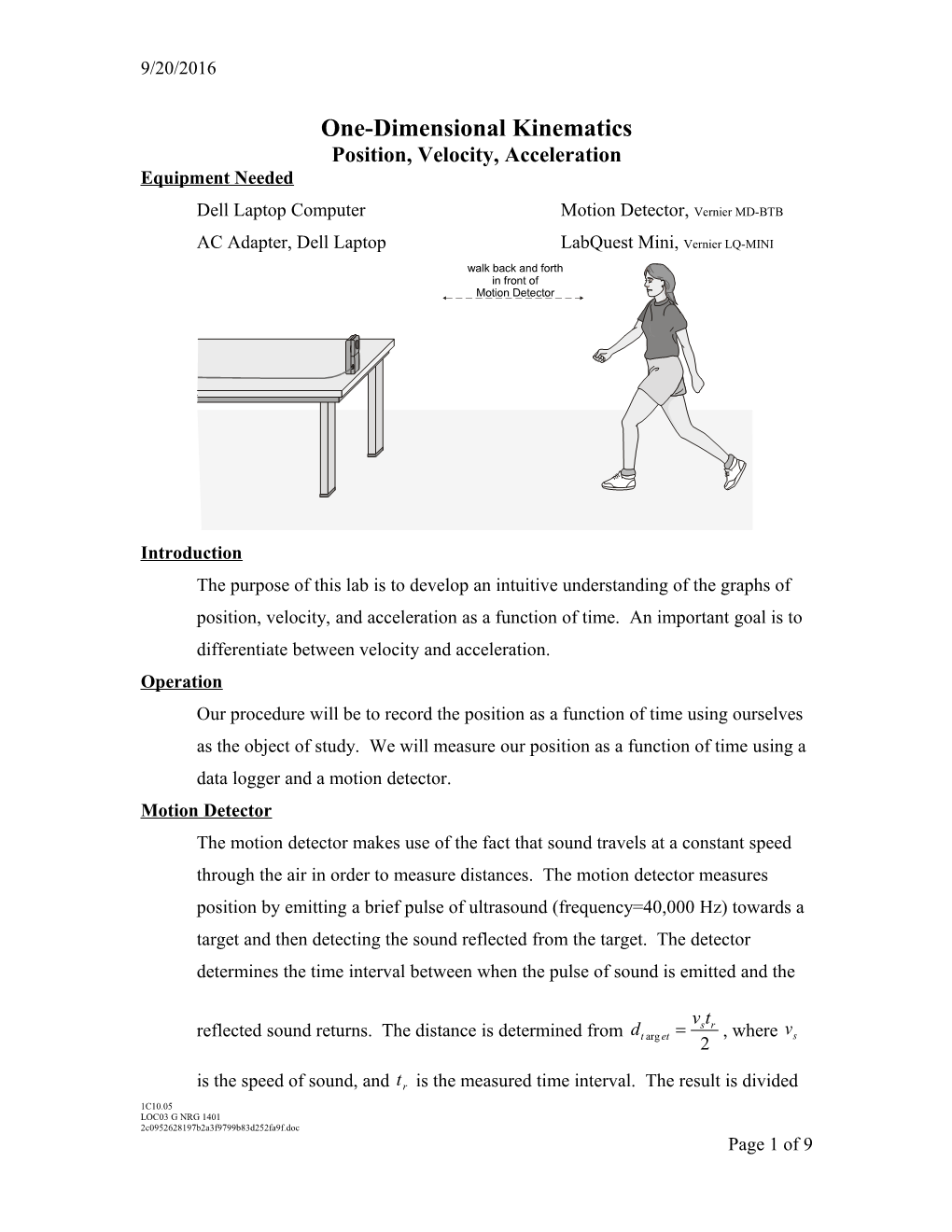 One-Dimensional Kinematics