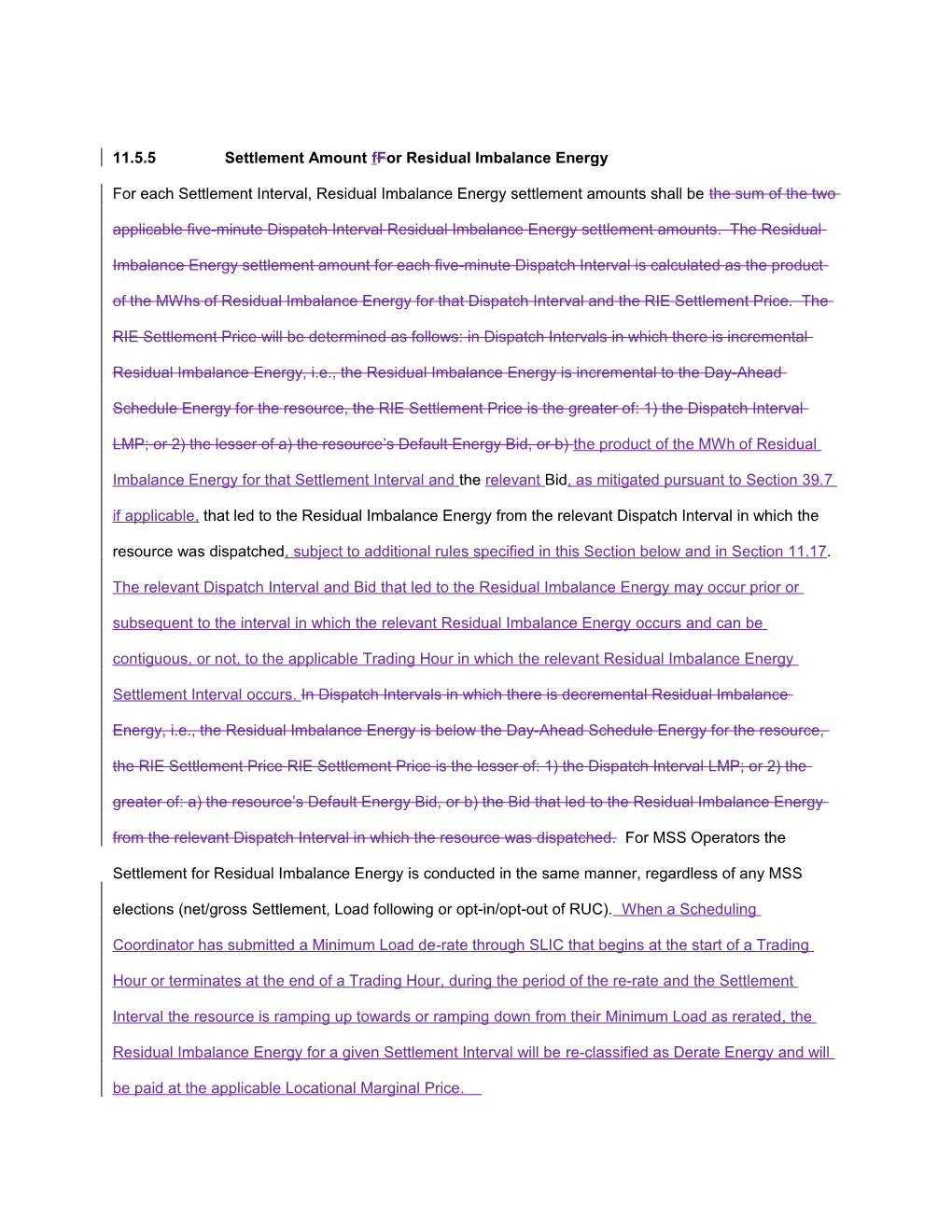 11.5.5 Settlement Amount Ff Or Residual Imbalance Energy