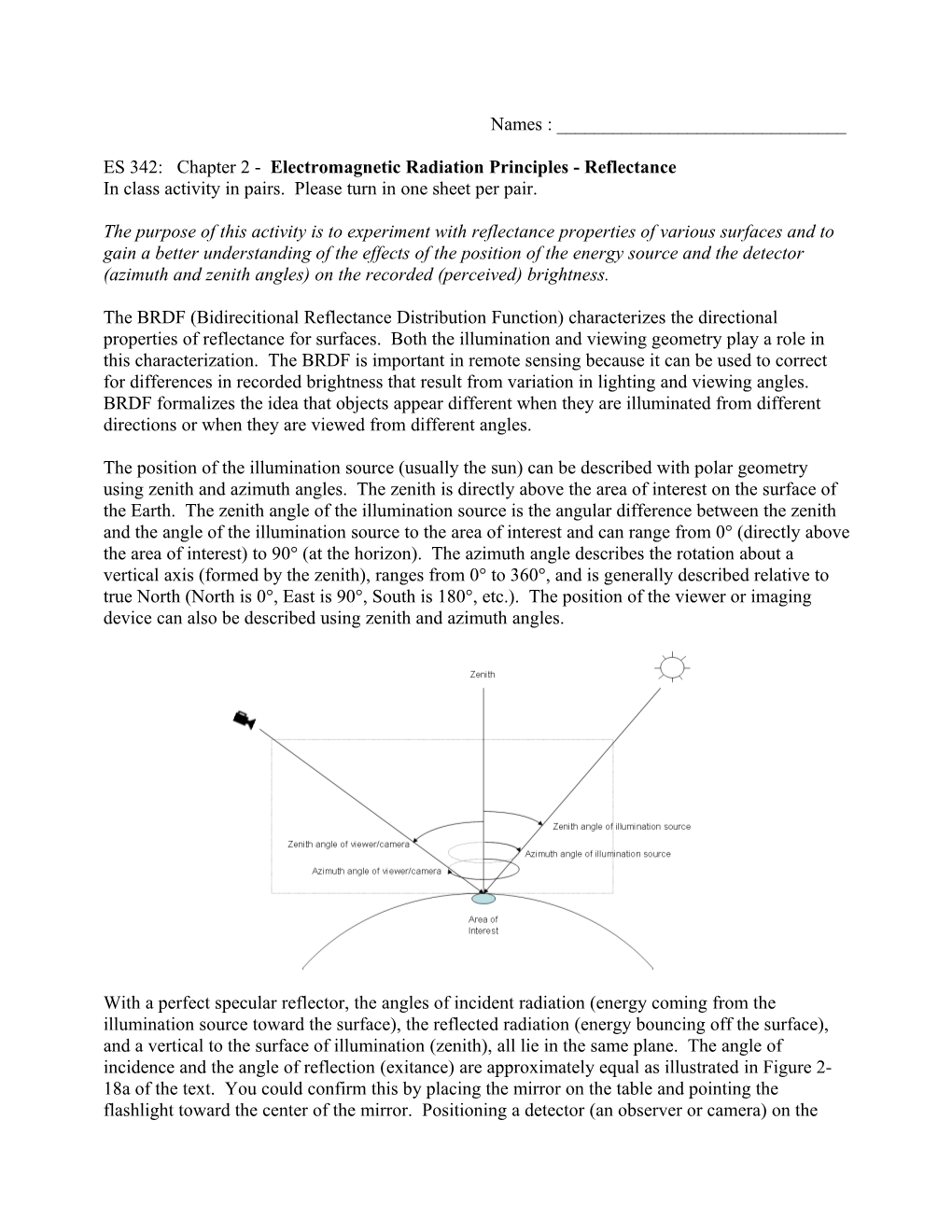 ES 342: Chapter 2 - Electromagnetic Radiation Principles - Reflectance