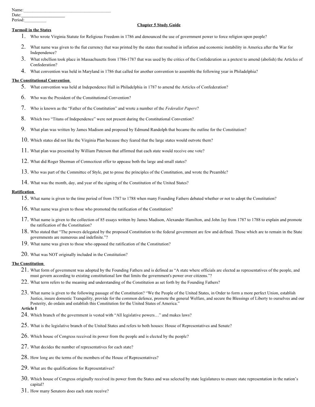 Chapter 5 Study Guide s1