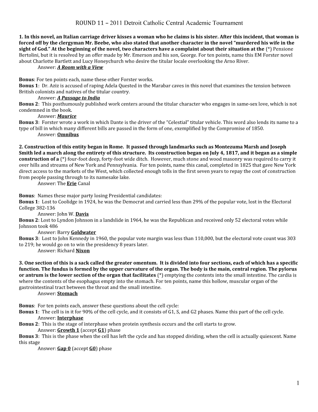 Round 11 Catholic Central Spring Invitational