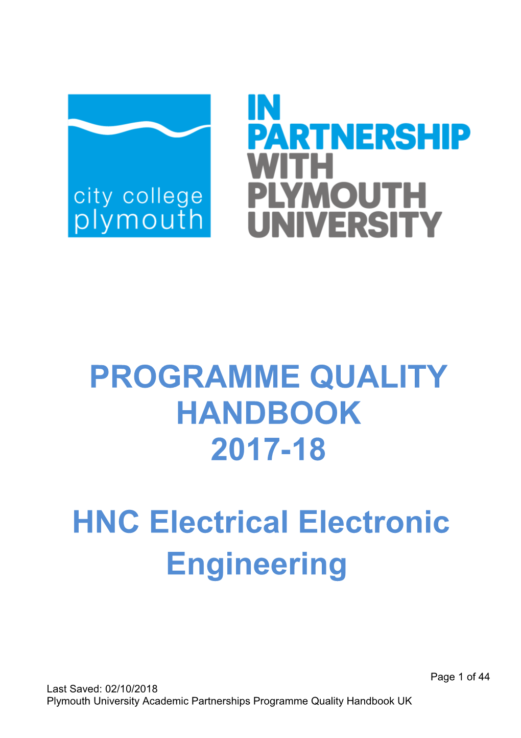 Programme Quality Handbook