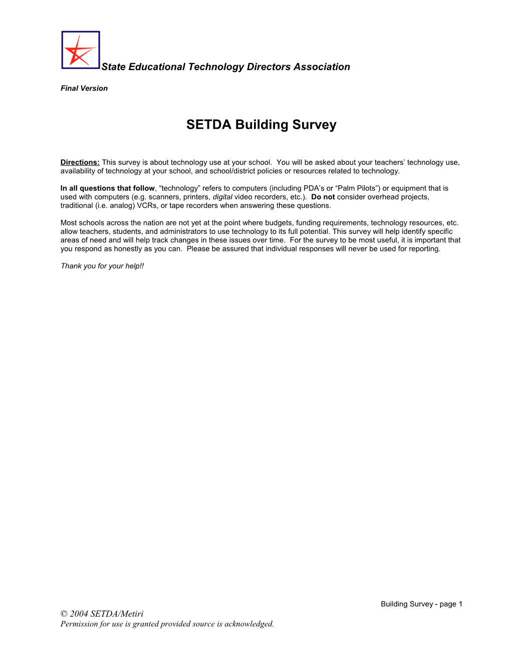 SETDA Teacher Survey