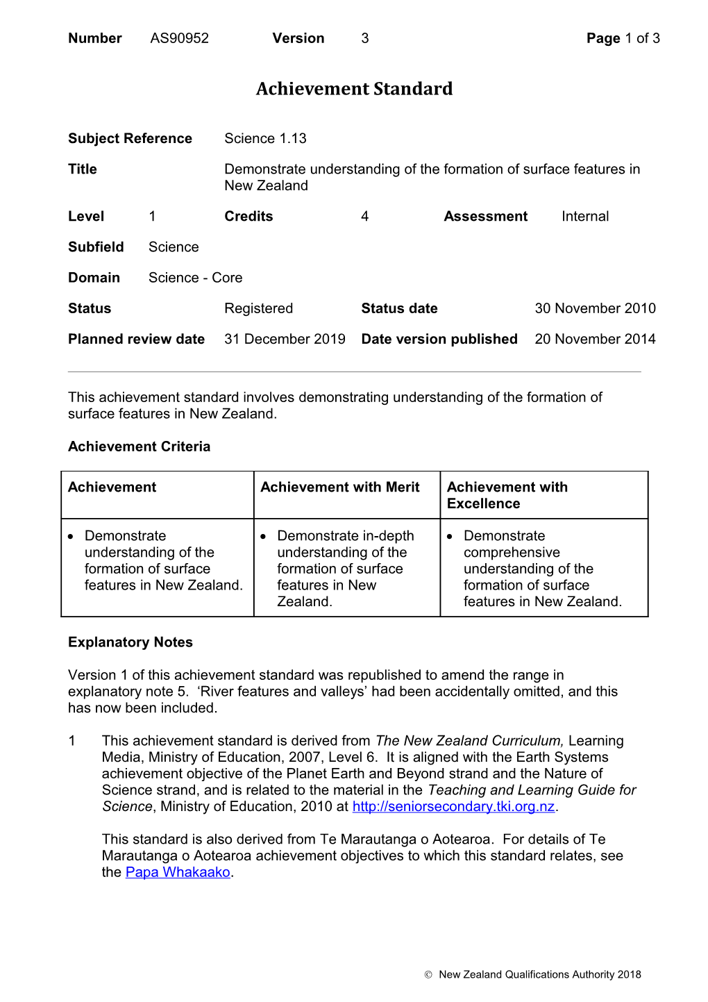 90952 Demonstrate Understanding of the Formation of Surface Features in New Zealand