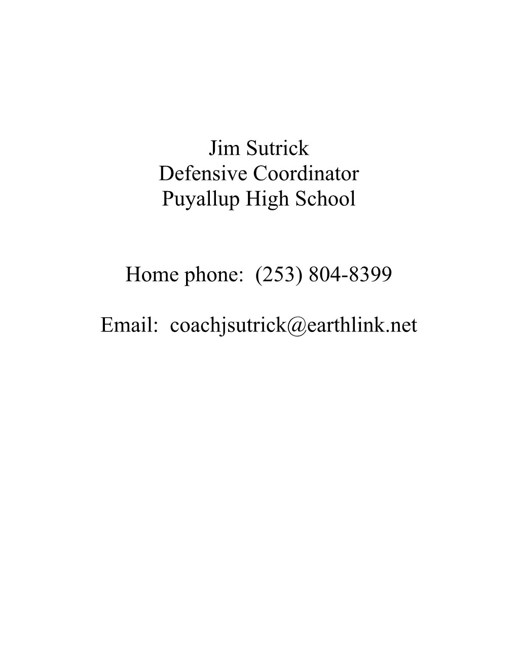 Defensive Coordinator