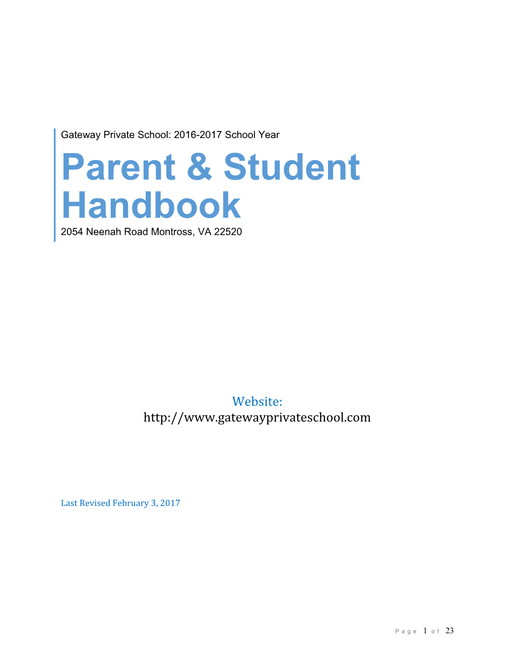 Parent & Student Handbook s6