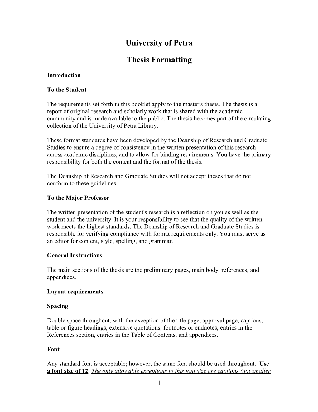 Petra University Thesis Formating