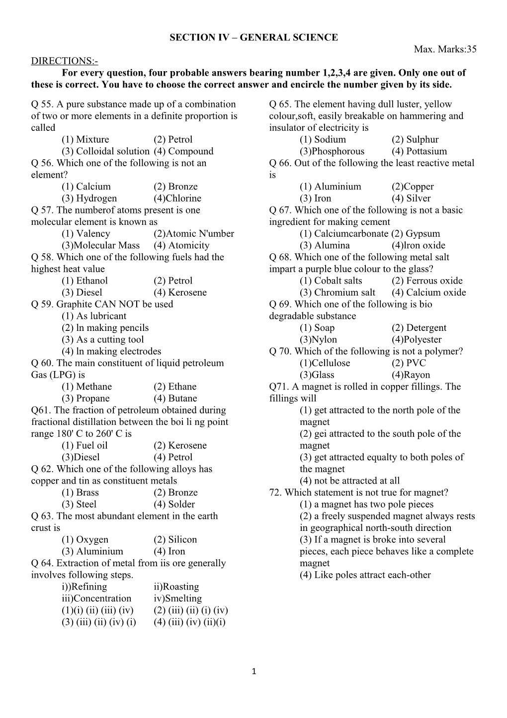 Section Iv General Science