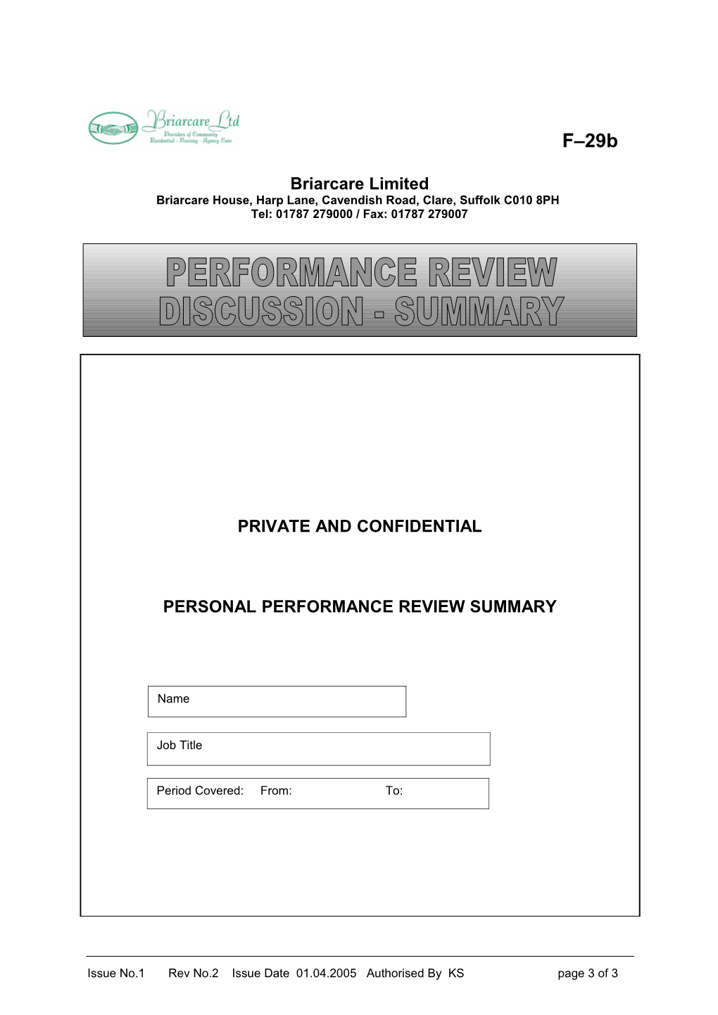 Performance Review - Summary