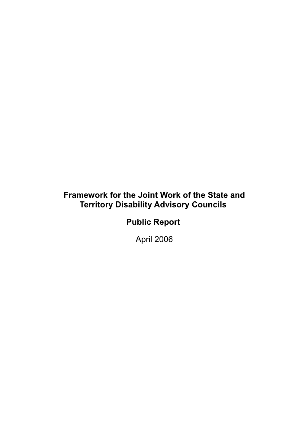 Disability Advisory Council Network Framework