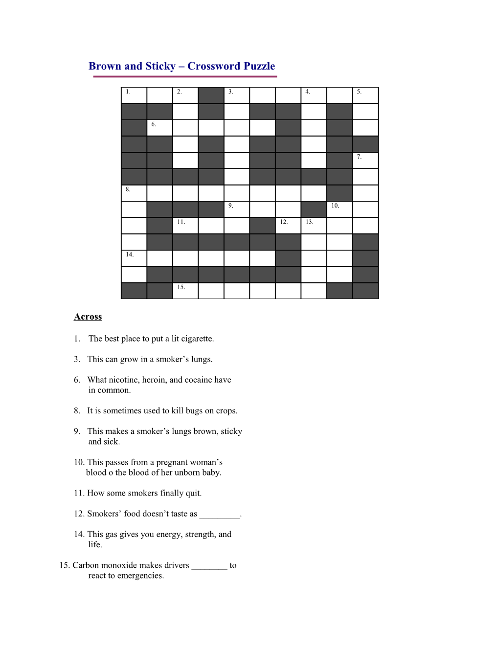 Brown and Sticky Crossword Puzzle