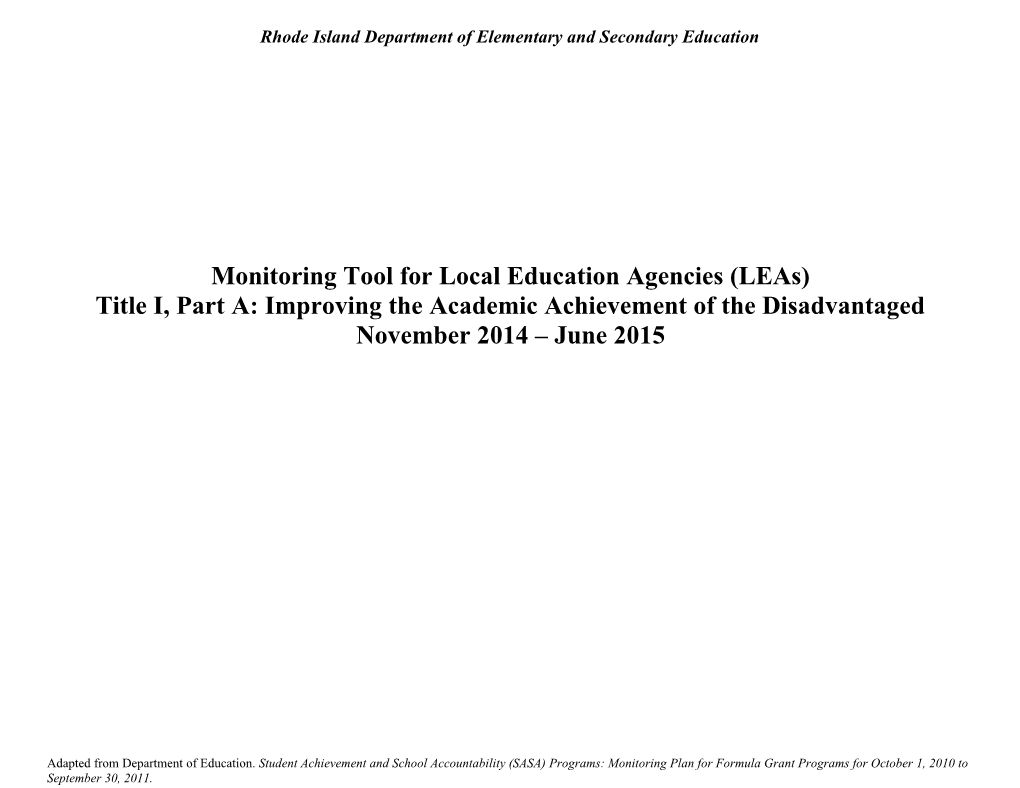 Monitoring Tool for Local Education Agencies