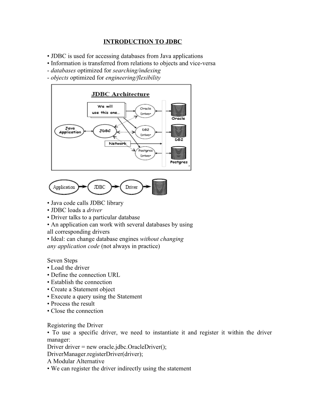 JDBC Is Used for Accessing Databases from Java Applications