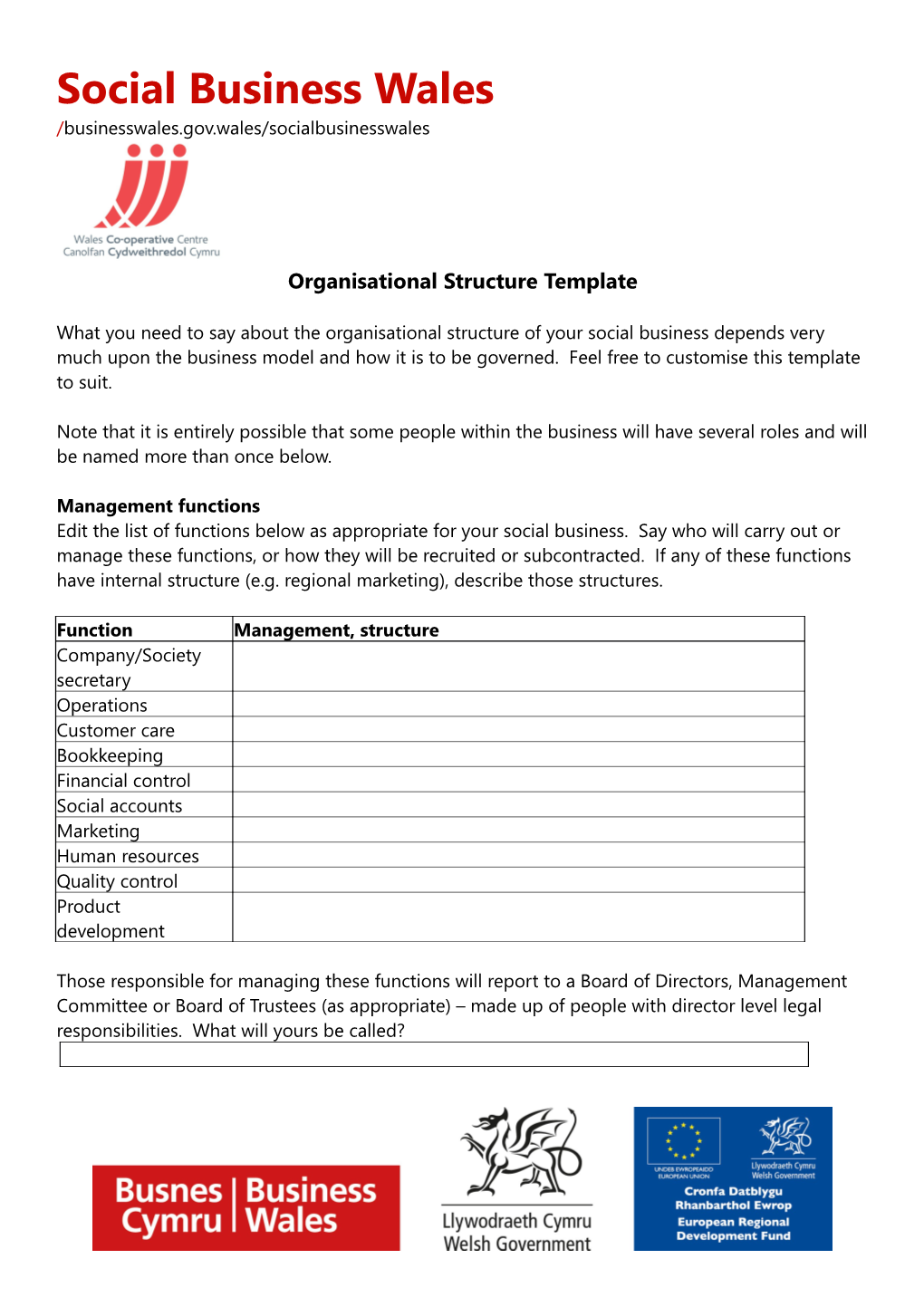 Organisational Structure Template