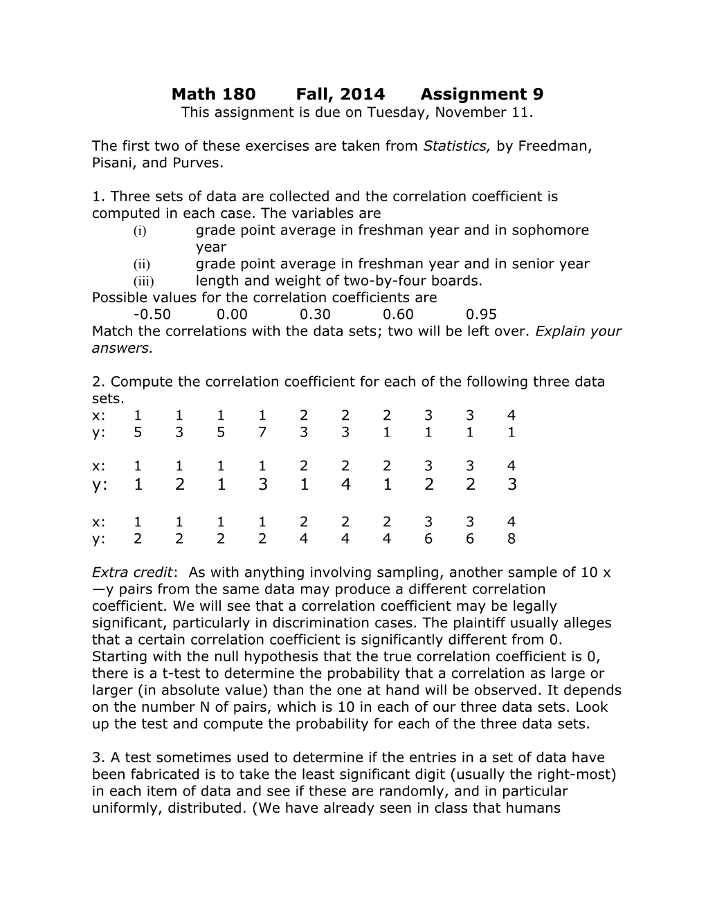 Math 180 Fall, 2014Assignment 9